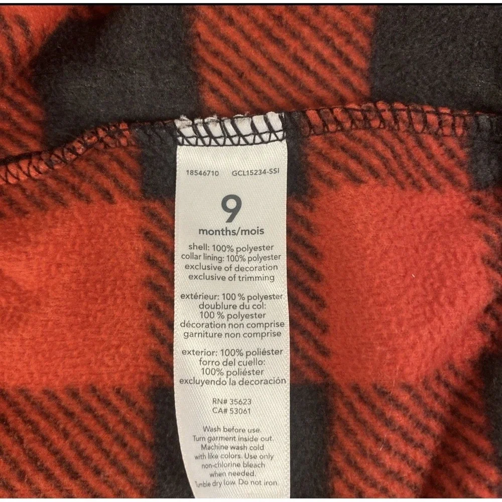 Carter's Fleece Vest 9m Red Buffalo Plaid Reindeer Racing‎ Crew Kids